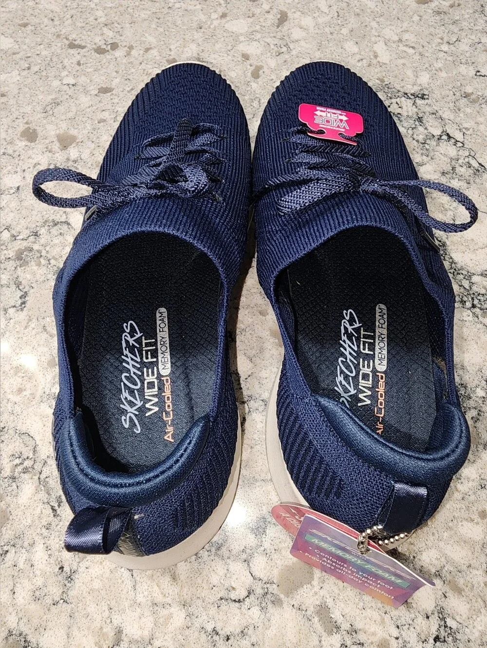 Skechers Women's Navy Stretch-Fit 8.5 Ultra Flex Wide Air Cooled Safe Comfort